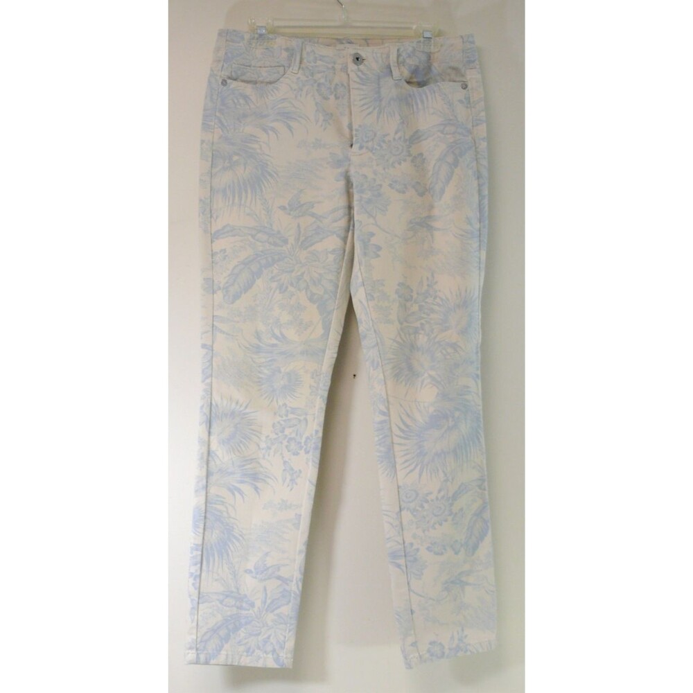 J.Jill Denim Authentic Fit Slim Ankle Jeans pants Ivory Blue Tropical jjill sz 6